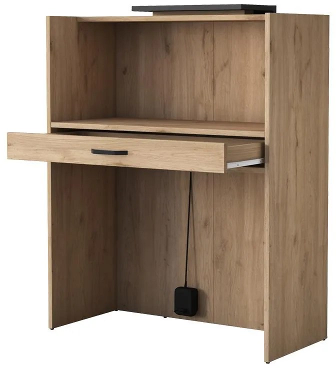 Γραφείο reception Zowel μελαμίνης φυσικό-μαύρο μαρμάρου 90x40x110εκ 90x40x110 εκ.