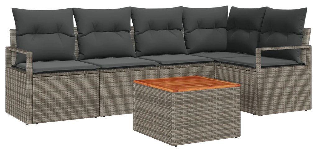 vidaXL Σετ Καναπέ Κήπου 6 pcs Γκρι Μεγάλο Ράσταν, Πολυεστέρας, Χάλυβας