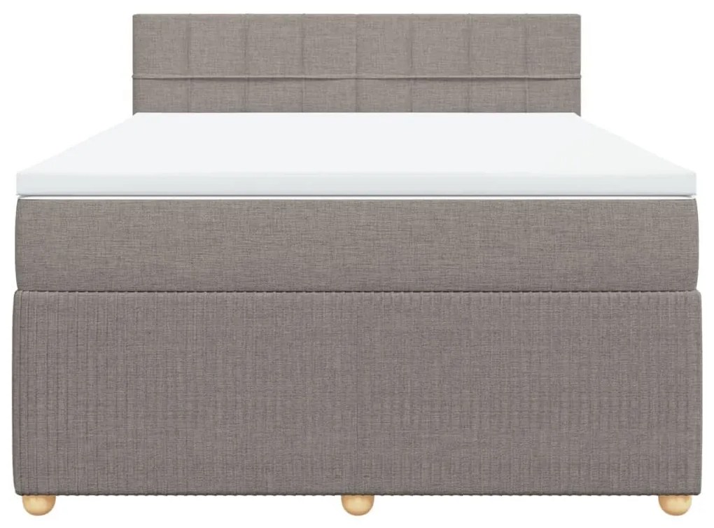 Κρεβάτι Boxspring με Στρώμα Taupe 140x200 εκ. Υφασμάτινο - Μπεζ-Γκρι