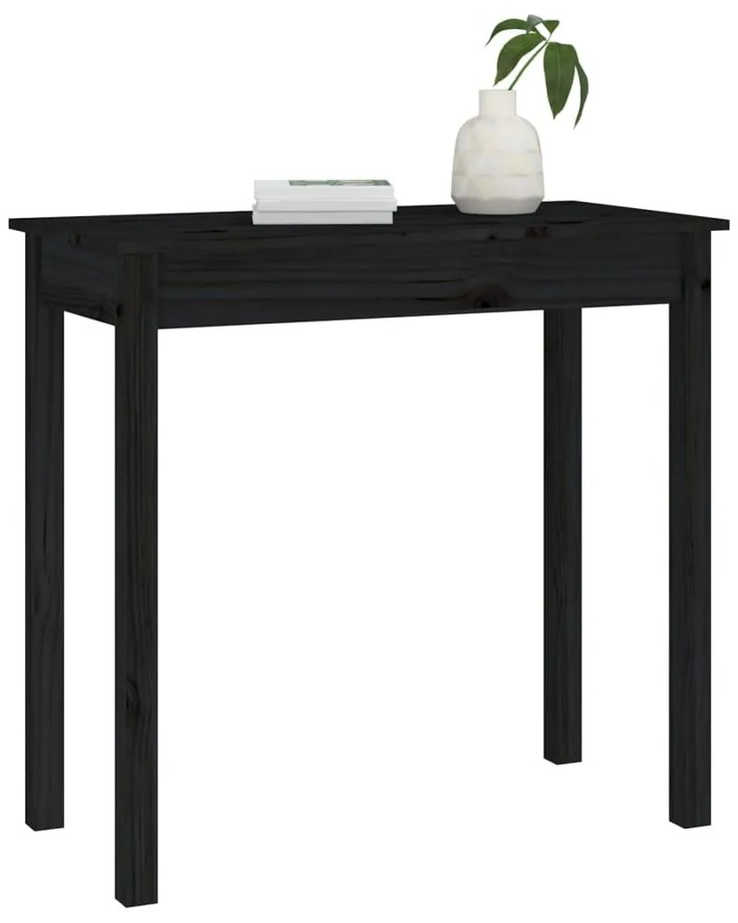 Τραπέζι Κονσόλα Μαύρο 80 x 40 x 75 εκ. από Μασίφ Ξύλο Πεύκου - Μαύρο