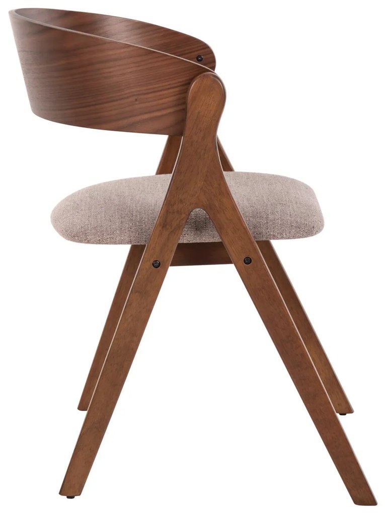 Καρέκλα NEKKER Rubberwood Καρυδί με Μπέζ ύφασμα 56x55x78Yεκ. 2αδα 56x55x78 εκ.