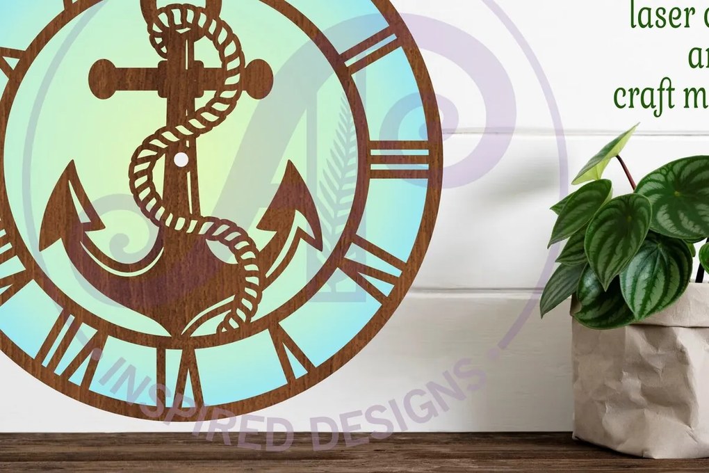 Σετ των 3 Intra απο ξύλο plywood 3mm-4mm πάχος Anchor Wall Clock  Cut , Δίασταση 8x8 cm INTRAFABR-99366734