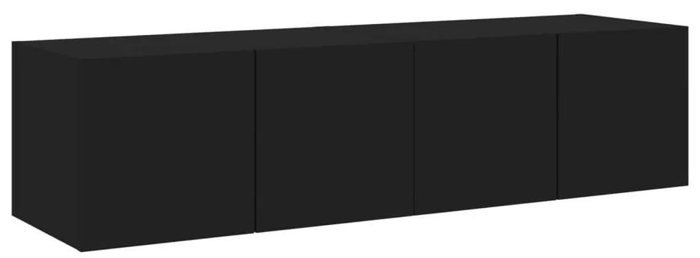Έπιπλα Τοίχου Τηλεόρασης με LED 2 Τεμ. Μαύρα 60x35x31 εκ. - Μαύρο
