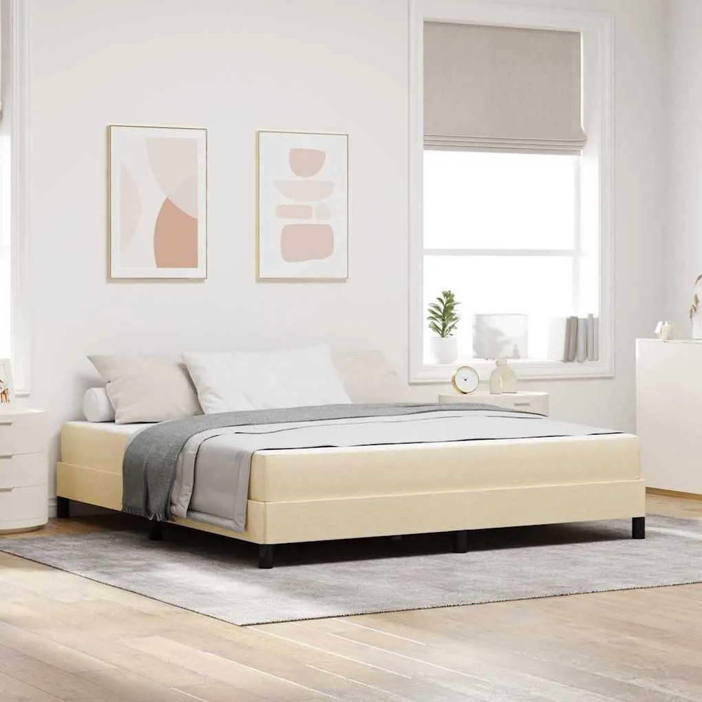vidaXL Κρεβάτι με ελατήρια με στρώμα Κρεμ 180 x 200 cm ύφασμα