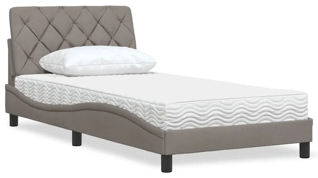 vidaXL Κρεβάτι με Στρώμα Taupe 100 x 200 εκ. Υφασμάτινο