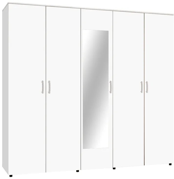 Intrahome Ντουλάπα πεντάφυλλη με καθρέφτη Luna Intrahome σε λευκή απόχρωση 220x52x200εκ | SKU: INTRAPA-472111169