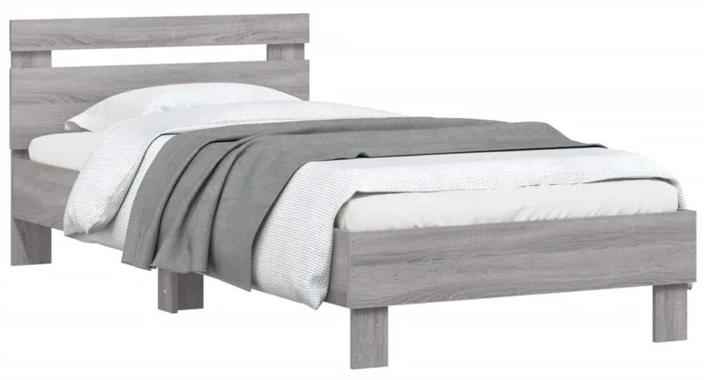 vidaXL Πλαίσιο Κρεβατιού με Κεφαλάρι Γκρι Sonoma 75x190 εκ. Επεξ. Ξύλο