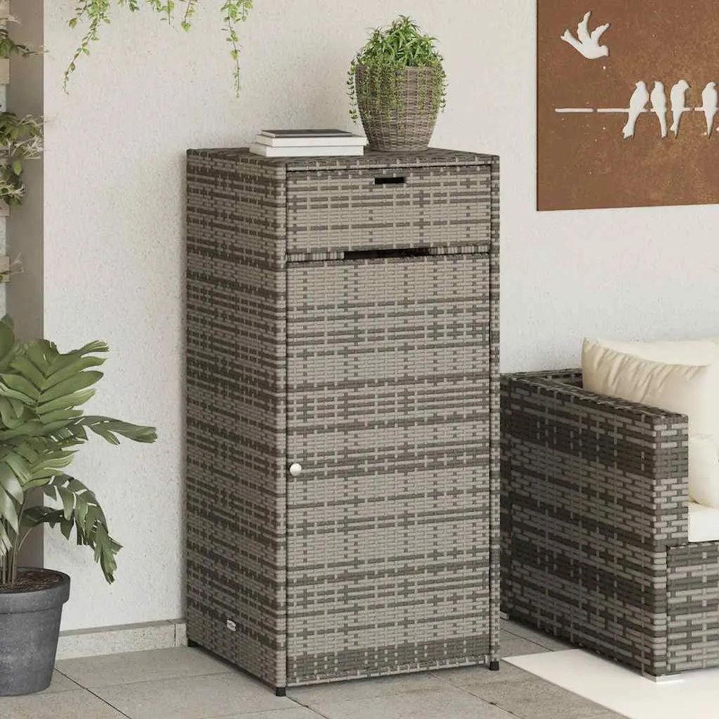 vidaXL Ντουλάπι Αποθήκευσης Κήπου Γκρι 55x55x111 εκ. Συνθετικό Ρατάν