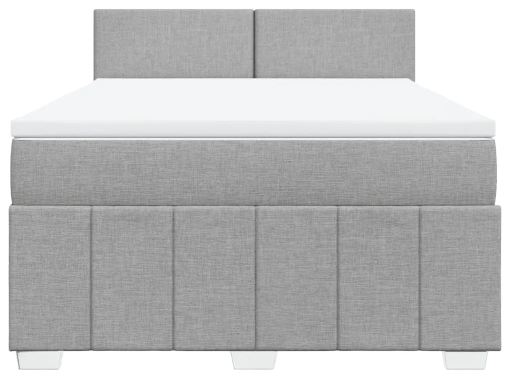 vidaXL Κρεβάτι Boxspring με Στρώμα Ανοιχτό Γκρι 140x200 εκ. Υφασμάτινο