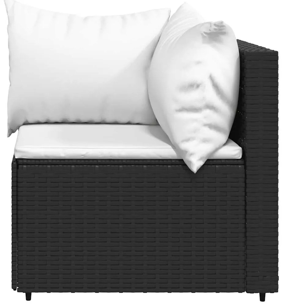 vidaXL Καναπέδες Κήπου Γωνιακοί με Μαξιλάρια 2 τεμ. Μαύρο Συνθ. Ρατάν