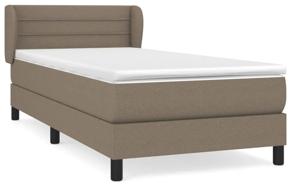 Κρεβάτι Boxspring με Στρώμα Taupe 90x200 εκ. Υφασμάτινο - Μπεζ-Γκρι