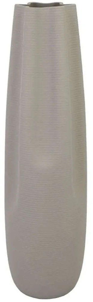 Βάζο Τσαλακωτό Γραμμωτό 15-00-22512-55 Φ16x58cm Light Grey Marhome Ceramic