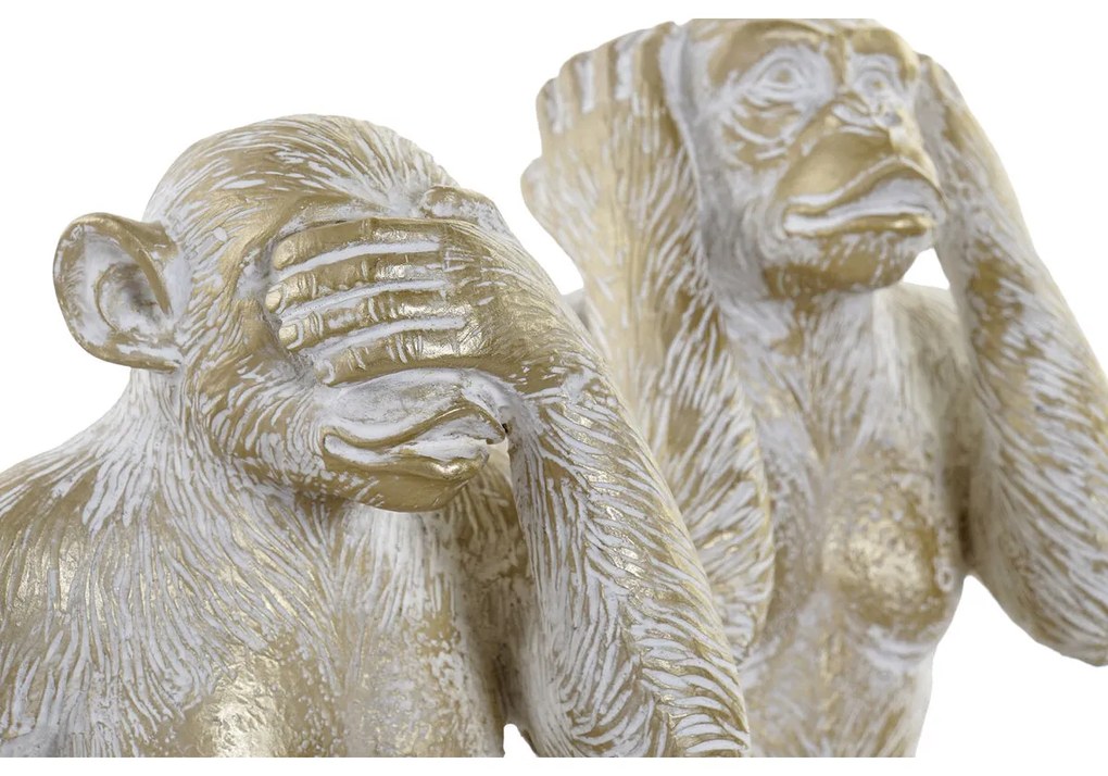 Διακοσμητική Φιγούρα Home ESPRIT Χρυσό Μαϊμού Τροπικό 21 x 17 x 25 cm (3 Μονάδες)