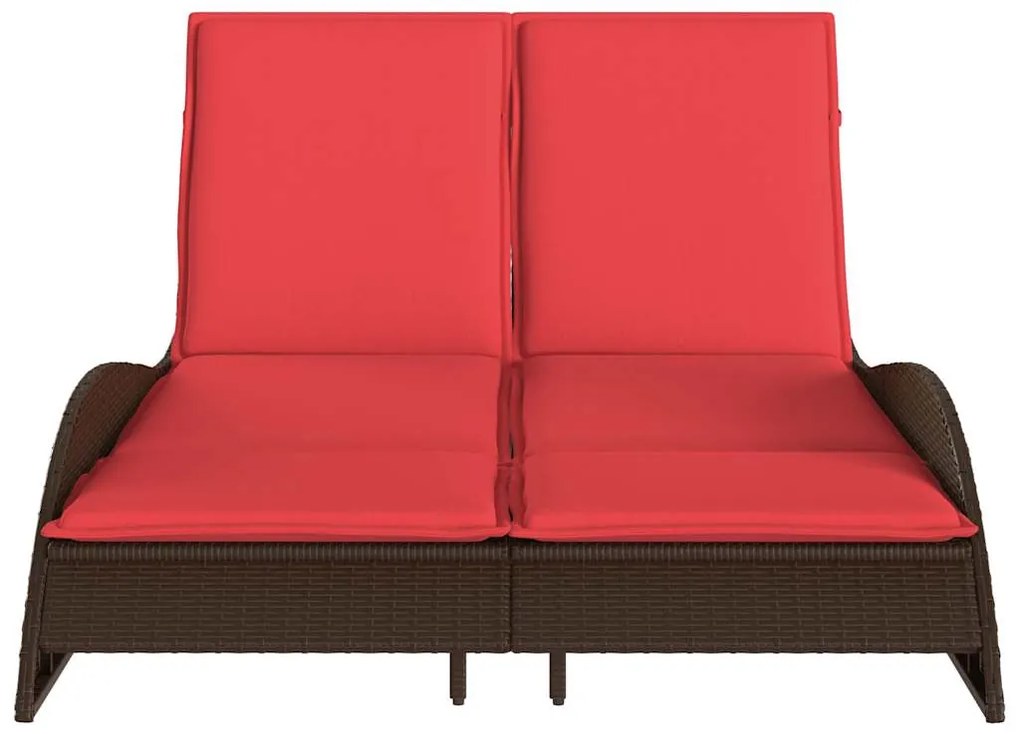 vidaXL Ξαπλώστρα με Μαξιλάρια Καφέ 114 x 205 x 73 εκ. από Συνθετικό Ρατάν