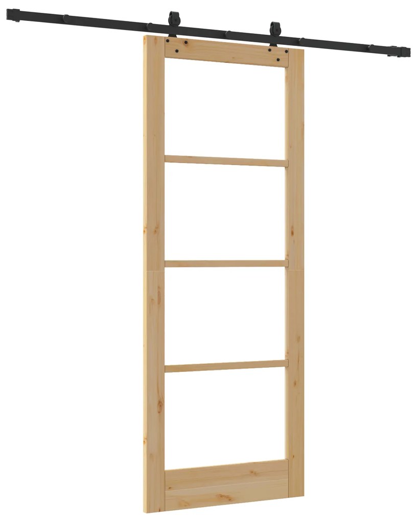 vidaXL Συρόμενη Πόρτα με Σετ Υλικών 83x211 cm Συμπαγές Ξύλο Πεύκου