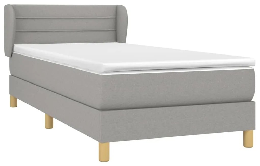 Κρεβάτι Boxspring με Στρώμα Ανοιχτό Γκρι 80x200 εκ. Υφασμάτινο - Γκρι