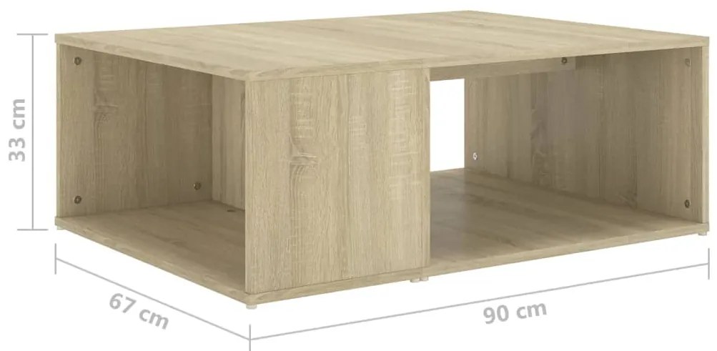 vidaXL Τραπεζάκι Σαλονιού Sonoma Δρυς 90 x 67 x 33 εκ. από Επεξ. Ξύλο