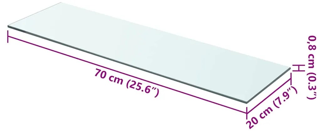 vidaXL Ράφι Πάνελ Διάφανο 70 x 20 εκ. Γυάλινο