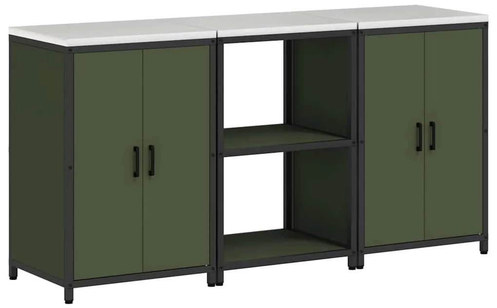 vidaXL Σετ Αποθήκευσης Κουζίνας 3 pcs Ελιά Πράσινη 180 x 50 x 92 εκ.