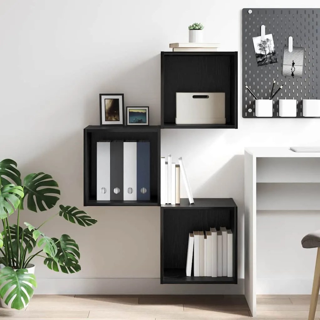vidaXL Ντουλάπα Τοίχου Μαύρη δρυς 37 x 37 x 37 εκ Επεξεργασμένο ξύλο