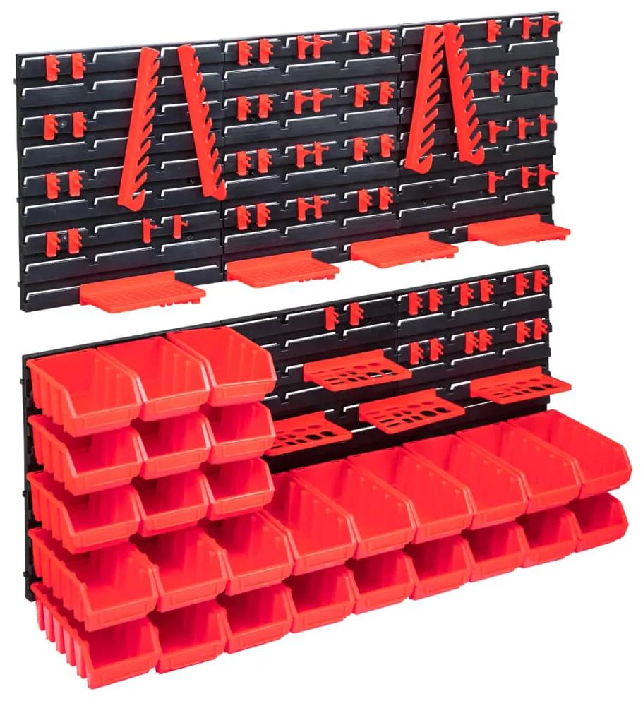 Κουτιά Αποθήκευσης Σετ 103 τεμ. Κόκκινα/Μαύρα με Πάνελ Τοίχου