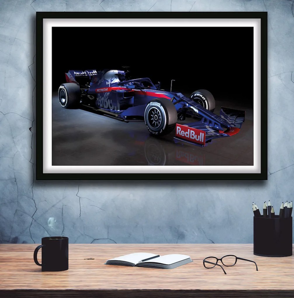 Πόστερ &amp; Κάδρο Honda RedBull F022 30x40cm Μαύρο Ξύλινο Κάδρο (με πόστερ)