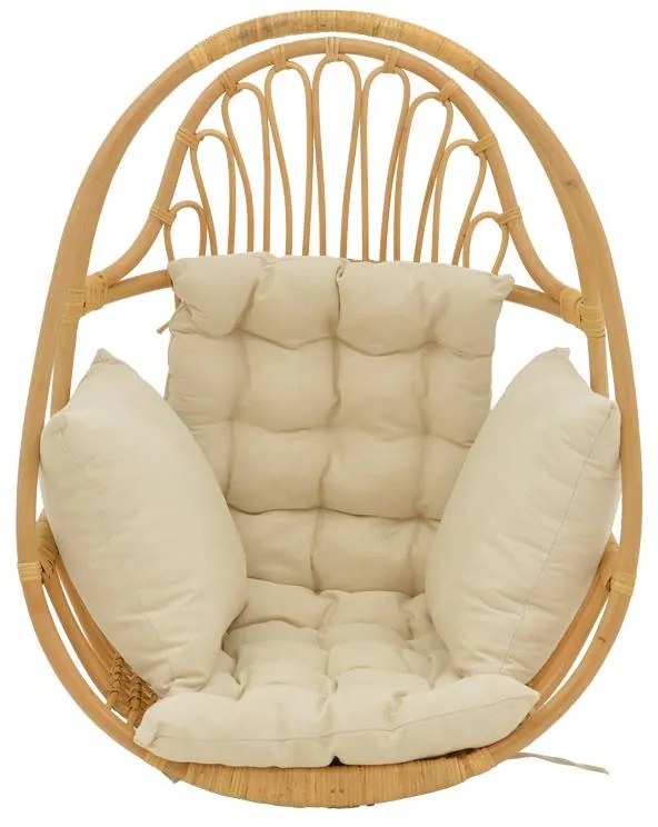 Κρεμαστή κούνια Jorg φυσικό rattan-κρεμ μαξιλάρι 80x59x105εκ 80x59x105 εκ.