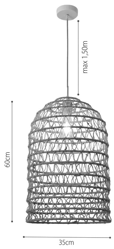 Κρεμαστό Φωτιστικό από σχοινί 1xE27 D:35cm (4048-B) - 4048-B