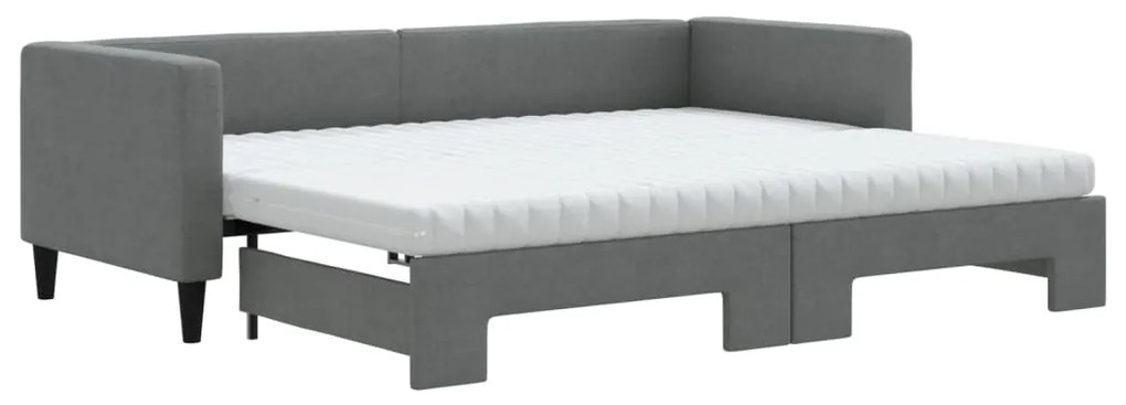 vidaXL Καναπές Κρεβάτι Συρόμενος Σκούρο γκρι 80x200 εκ Ύφασμα Στρώματα