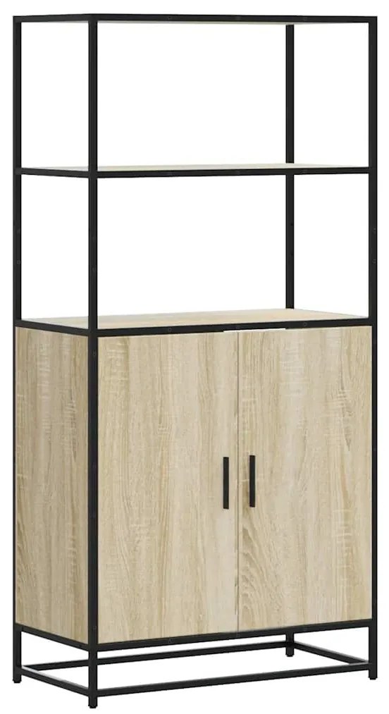 Highboard Δρυς sonoma 68x35x139 cm Επεξεργασμένο ξύλο μέταλλο - Καφέ