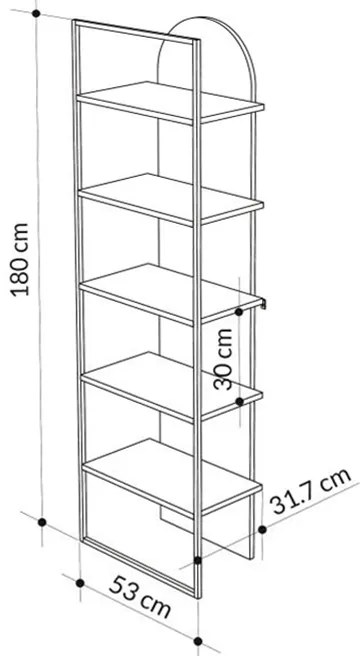 Βιβλιοθήκη Archy Megapap χρώμα sapphire oak 53x31,7x180εκ.
