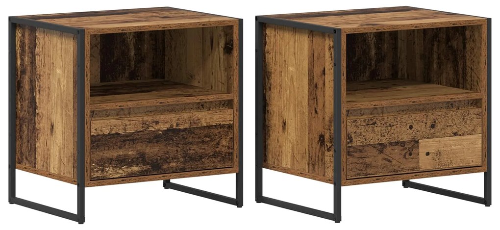 vidaXL Κομοδίνο 2 pcs Παλιό Ξύλο 50 x 39,5 x 50 εκ. Επεξεργασμένο ξύλο