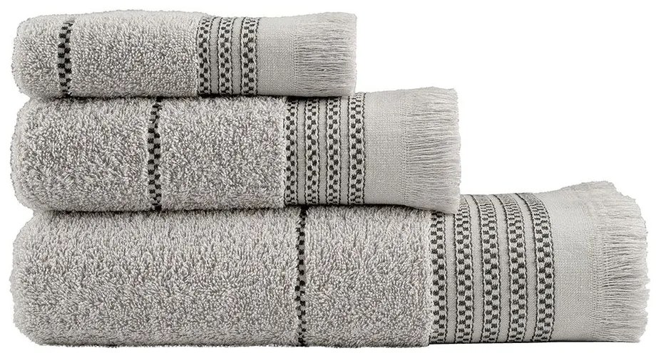 Πετσέτες Plush (Σετ 3τμχ) Gray Nima Towels Set 70x140cm 100% Βαμβάκι