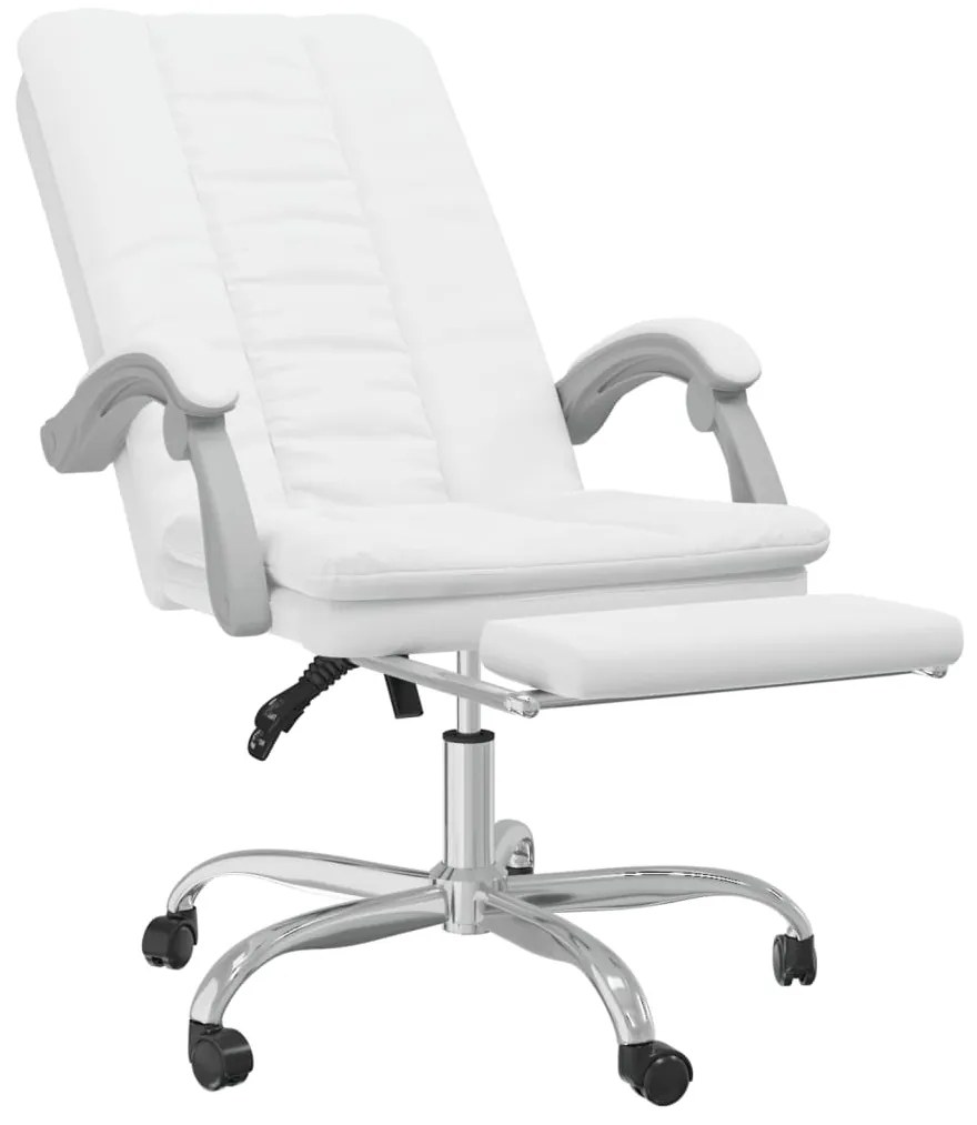 vidaXL Καρέκλα Γραφείου Ανακλινόμενη Λευκό Συνθετικό δέρμα