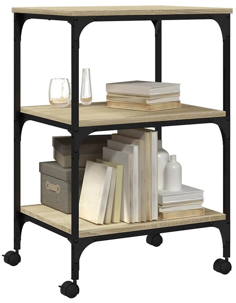 vidaXL Βάση Εκτυπωτή 3 Επιπέδων Sonoma Δρυς 50x41x75 εκ Επεξ. Ξύλο