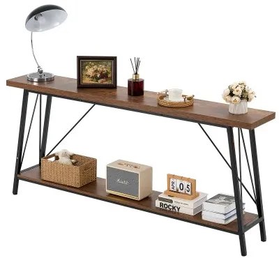 VEVOR Narrow Console Sofa Table Couch Table 2-Tier for Entryway & Living Room