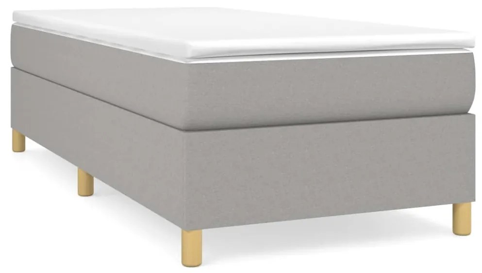 Κρεβάτι Boxspring με Στρώμα Ανοιχτό Γκρι 100x200 εκ. Υφασμάτινο - Γκρι