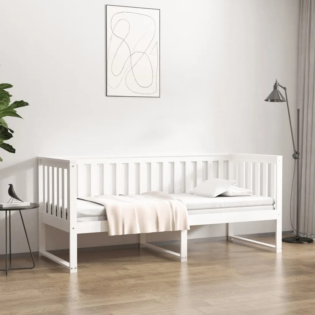 vidaXL Κρεβάτι ημέρας χωρίς στρώμα Λευκό 75x190 cm Στερεό ξύλο πεύκο
