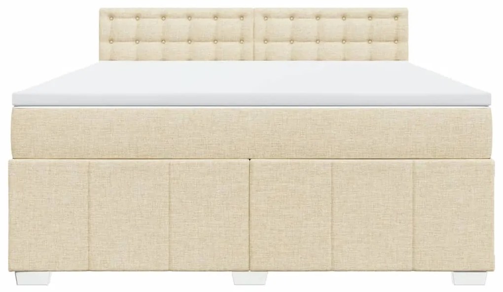 Κρεβάτι Boxspring με Στρώμα Κρεμ 180x200 εκ. Υφασμάτινο - Κρεμ