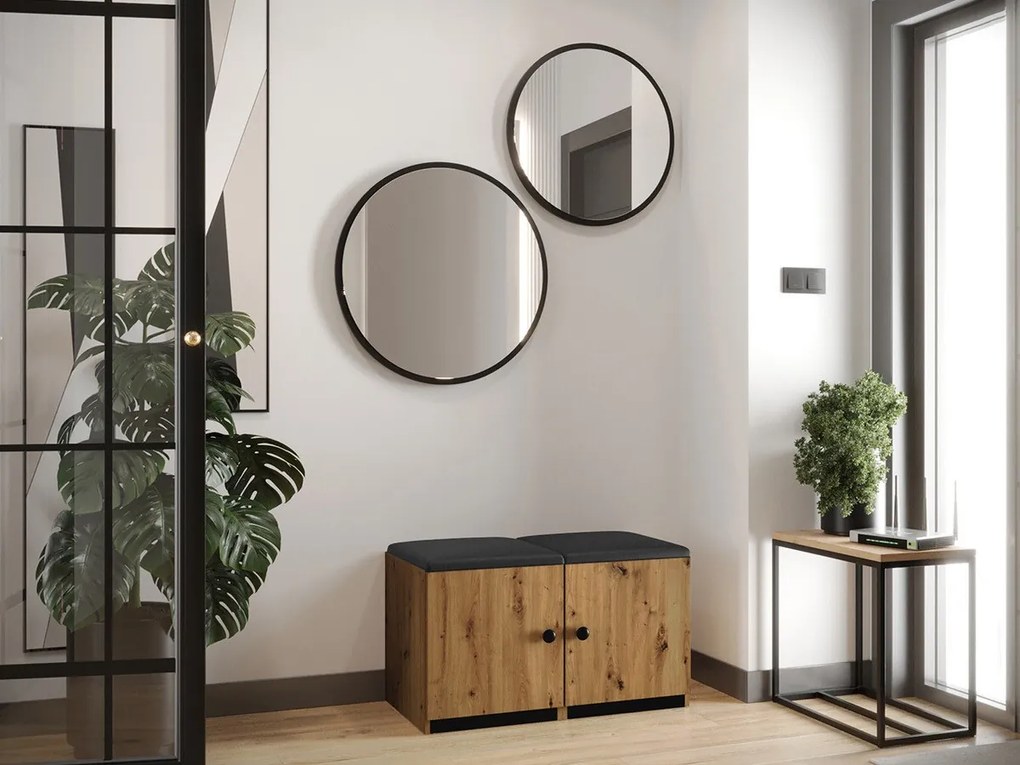 Σετ επίπλων Hartford E106, 84x44cm, 21 kg, Artisan δρυς, Μαύρο, Οικολογικό δέρμα, Πλαστικοποιημένη μοριοσανίδα, Μεμονωμένα μέρη, Γκρι | Epipla1.gr