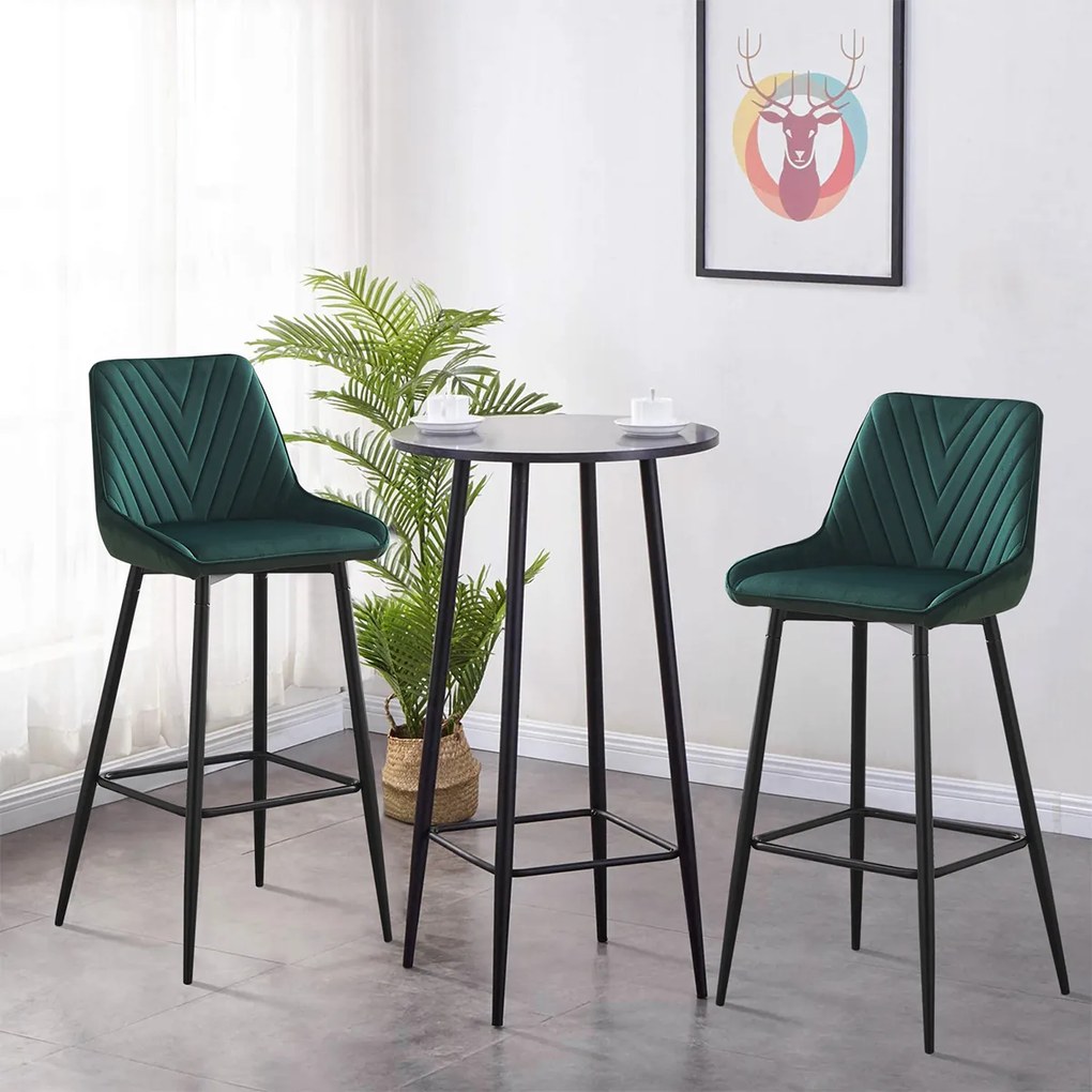 Σκαμπό Μπαρ Με Πλάτη (50.5x46x104) Spitishop Elio Green