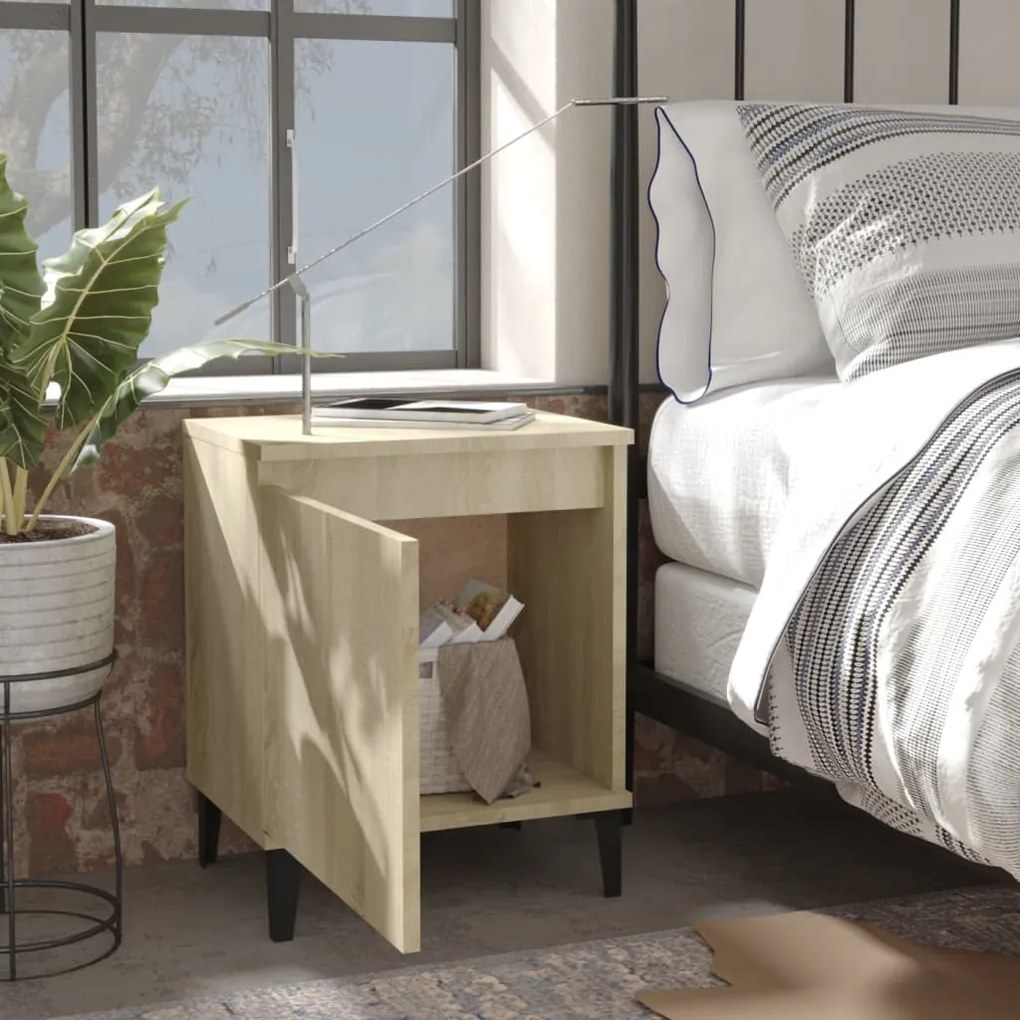 vidaXL Κομοδίνο Sonoma Δρυς 40 x 30 x 50 εκ. με Μεταλλικά Πόδια