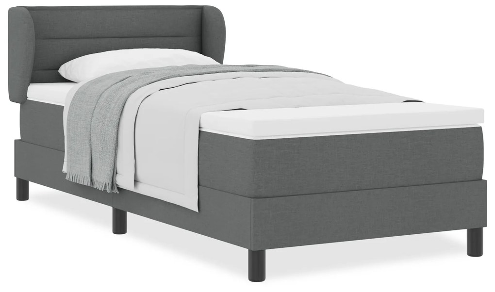 vidaXL Κρεβάτι Box Spring με Στρώμα - Σκούρο Γκρι, 90x190 εκ., Υφασμάτινο