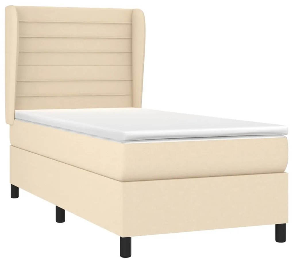 ΚΡΕΒΑΤΙ BOXSPRING ΜΕ ΣΤΡΩΜΑ ΚΡΕΜ 90X190 ΕΚ.ΥΦΑΣΜΑΤΙΝΟ 3128010