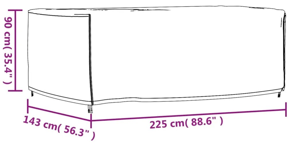 Κάλυμμα Επίπλων Κήπου Αδιάβροχο Μαύρο 225x143x90 εκ. 420D - Μαύρο