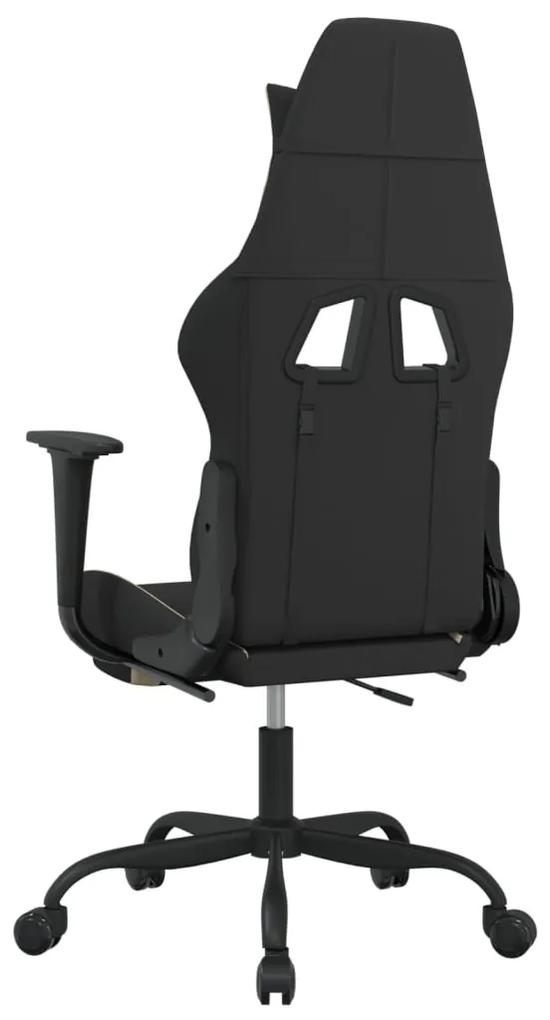 vidaXL Καρέκλα Gaming Μαύρο και κρεμ Ύφασμα με Υποπόδιο