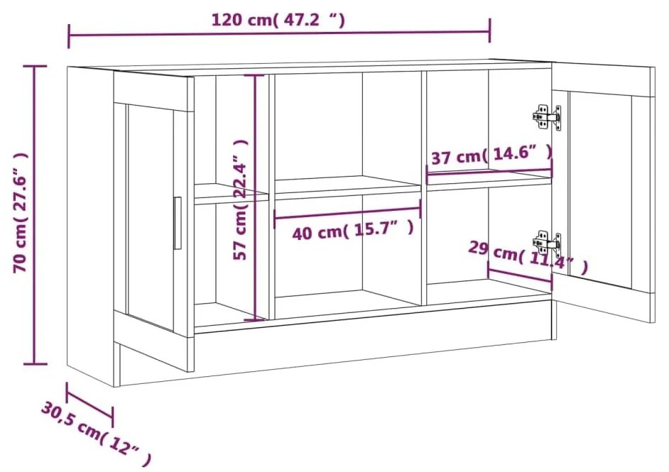 Βιτρίνα Καπνιστή Δρυς 120x30,5x70 εκ. από Επεξεργασμένο Ξύλο - Καφέ