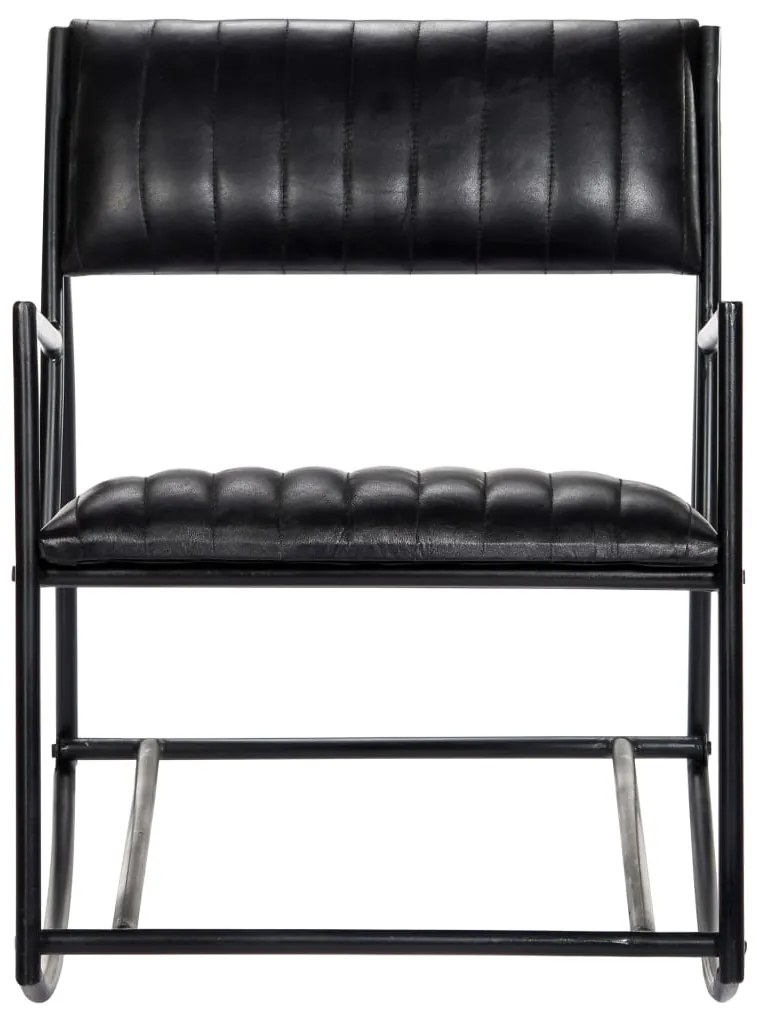 vidaXL 282905  Rocking Chair Black Real Leather