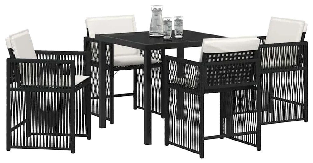 vidaXL Σέτ φαγητού για κήπο 5 pcs Μαύρο συνθετικό ρατάν