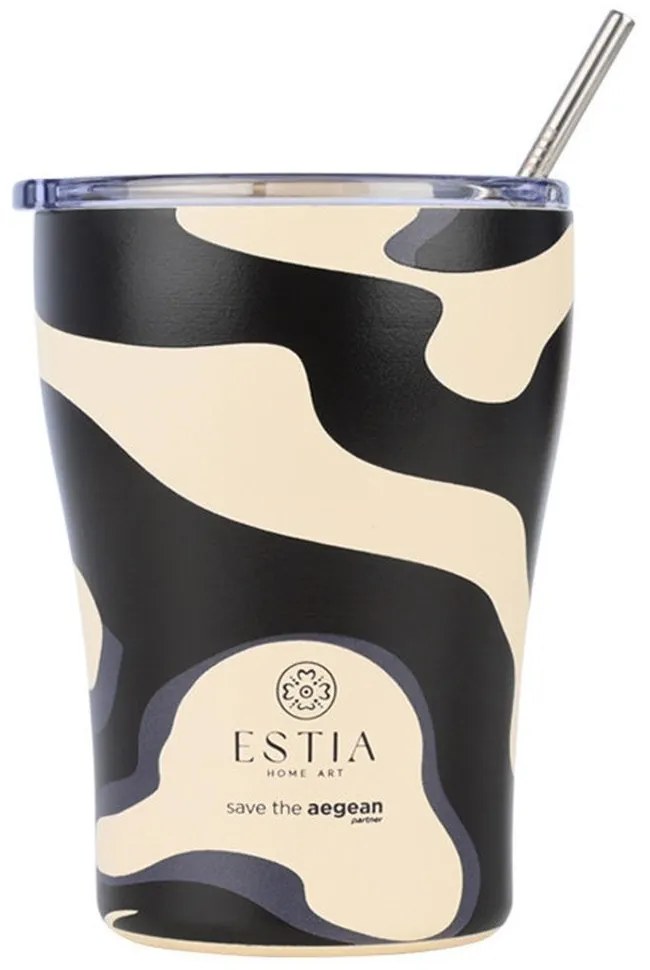 Ποτήρι - Θερμός Με Καλαμάκι Bold Drift Save The Aegean 01-31794 350ml Beige-Black Estia